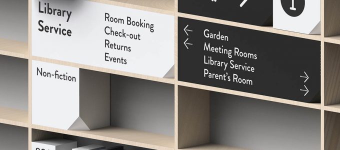 Library wayfinding at bookshelves