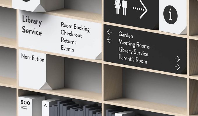 Library wayfinding at bookshelves
