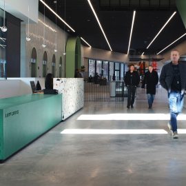 Reception desk integrated sign